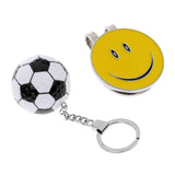 Maxbell Smile Face Magnetic Hat Clip Golf Ball Marker with Soccer Keychain Keyring