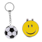 Maxbell Smile Face Magnetic Hat Clip Golf Ball Marker with Soccer Keychain Keyring