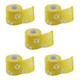 Maxbell 5 Rolls Cat Dog Pet Cohesive Bandage Gauze Tape Medical Wrap Claw Print 5cm