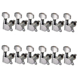 Maxbell Guitar String Tuning Peg Keys Tuners Enclosed 12R for Electric Guitar Silver