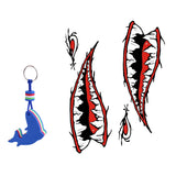 Maxbell 2 Pieces Kayak Shark Mouth Decals Stickers + Dolphin Floating Key Chain