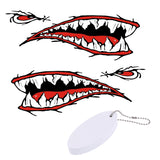 Maxbell 2 Pieces Kayak Shark Mouth Decals Stickers + Surfboard Floating Key Chain