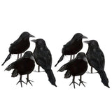 Maxbell 12 Pieces Artificial Black Feather Small Crows Birds Ravens Home House Halloween Decor