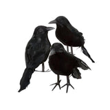 Maxbell 12 Pieces Artificial Black Feather Small Crows Birds Ravens Home House Halloween Decor