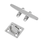 Maxbell Stainless Steel Heavy Duty 148mm Boat Rope Cleat + 6mm Square Pad Eye Plate