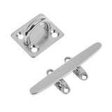 Maxbell Stainless Steel Heavy Duty 148mm Boat Rope Cleat + 6mm Square Pad Eye Plate