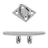Maxbell Stainless Steel Heavy Duty 148mm Boat Rope Cleat + 6mm Square Pad Eye Plate
