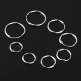 Maxbell 8 Pairs 925 Sterling Silver Endless Round Hoop Sleeper Earrings 8 10 12 14mm