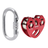 Maxbell 25KN Oval Screw Lock Carabiner + Zip Line Cable Trolley Rock Climbing Pulley