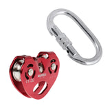 Maxbell 25KN Oval Screw Lock Carabiner + Zip Line Cable Trolley Rock Climbing Pulley