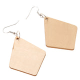 Maxbell 2 Pair Women Unfinished Wood Geometric Rhombus Triangle Drop Dangle Earrings