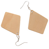 Maxbell 2 Pair Women Unfinished Wood Geometric Rhombus Triangle Drop Dangle Earrings