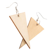 Maxbell 2 Pair Women Unfinished Wood Geometric Rhombus Triangle Drop Dangle Earrings