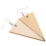 Maxbell 2 Pair Women Unfinished Wood Geometric Rhombus Triangle Drop Dangle Earrings