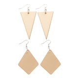 Maxbell 2 Pair Women Unfinished Wood Geometric Rhombus Triangle Drop Dangle Earrings