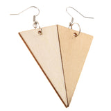 Maxbell 2 Pair Women Unfinished Wood Geometric Rhombus Triangle Drop Dangle Earrings