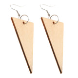 Maxbell 2 Pair Women Unfinished Wood Geometric Rhombus Triangle Drop Dangle Earrings