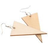 Maxbell 2 Pair Women Unfinished Wood Geometric Rhombus Triangle Drop Dangle Earrings