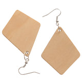 Maxbell 2 Pair Women Unfinished Wood Geometric Rhombus Triangle Drop Dangle Earrings