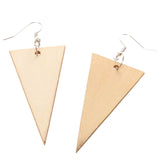 Maxbell 2 Pair Women Unfinished Wood Geometric Rhombus Triangle Drop Dangle Earrings