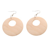 Maxbell 2 Pair Women Elegant Wood Ear Drop Dangle Earrings Round Wooden Earrings