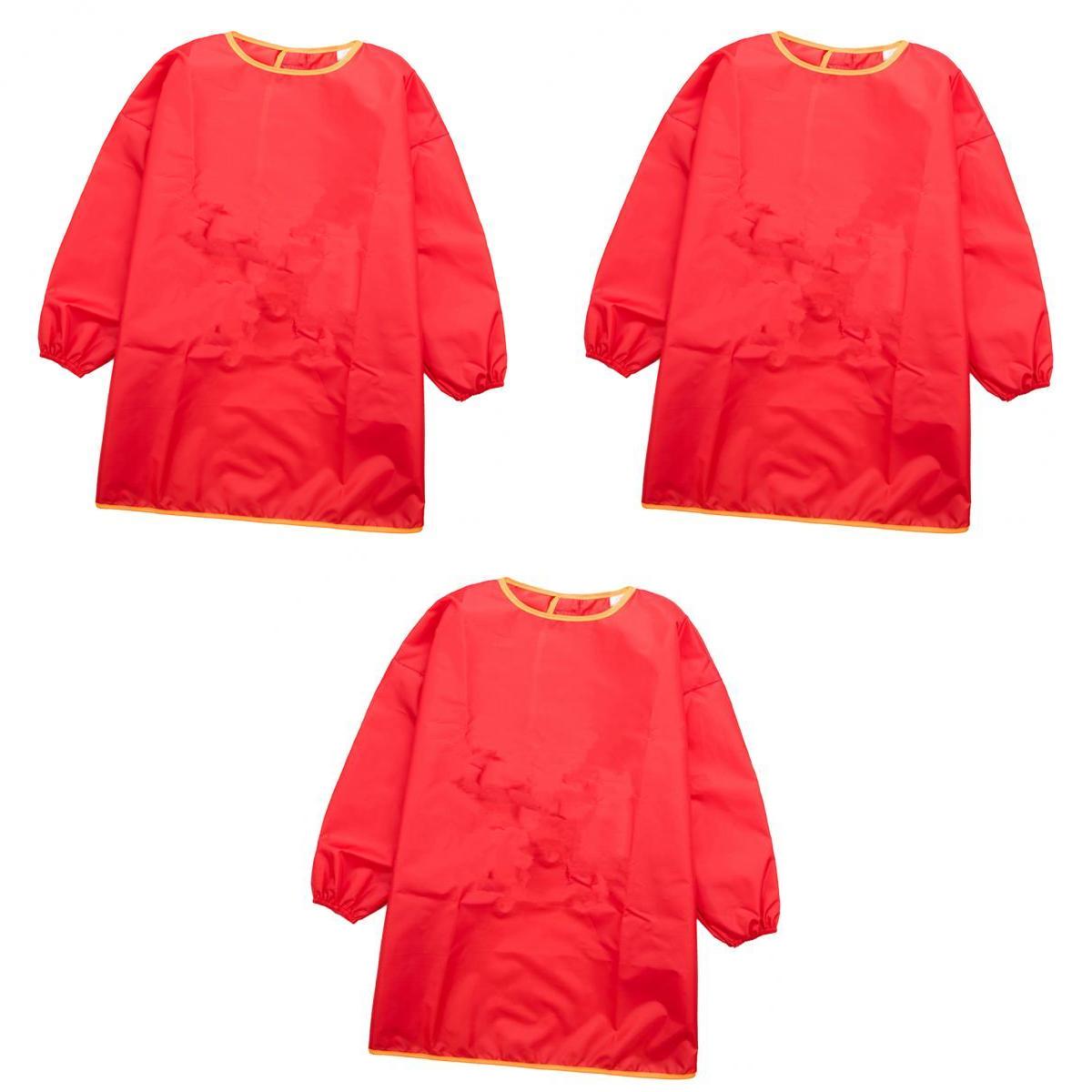 Maxbell Child Kids Long Sleeve Apron Drawing Painting Waterproof Smock S+M+L Red