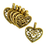 Maxbell 100 Pcs Vintage Filigree Heart Charms Pendants DIY Craft Jewelry Making