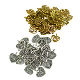 Maxbell 100 Pcs Vintage Filigree Heart Charms Pendants DIY Craft Jewelry Making