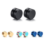 Maxbell 4 Pairs Mens Women Non Piercing Ear Stud Clip On Round Magnetic Earrings