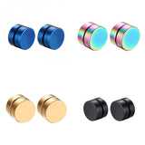 Maxbell 4 Pairs Mens Women Non Piercing Ear Stud Clip On Round Magnetic Earrings