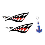 Maxbell 2 Pieces Shark Teeth Mouth Decals Stickers + Blue Anchor Floating Key Chain