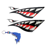 Maxbell 2 Pieces Shark Teeth Mouth Decals Stickers + Dolphin Floating Key Chain