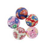 Maxbell 100x Floral Polymer Clay Balls Round Beads Craft Findings 10mm