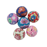 Maxbell 100x Floral Polymer Clay Balls Round Beads Craft Findings 10mm