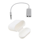 Maxbell Silicone Protective Case Cover for Apple AirPods +Audio Splitter Cable White