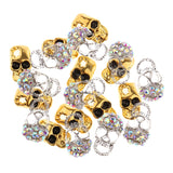 Maxbell 20 Pieces 3D Crystal Rhinestone Skull Metal Nail Art Tips Decoration Jewelry