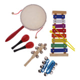 Maxbell Kids Musical Instruments Percussion Toy Rhythm Band Xylophone Drum Bell Set