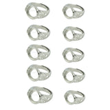 Maxbell 10 Pieces Silver Brass 10mm 12mm Mixed Round Bezel Adjustable Bases Settings DIY Making Findings