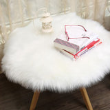 Maxbell 2Pcs Artificial Sheepskin Rug Fluffy Home Fllor Carpet Seat Cushion Round