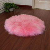 Maxbell 2Pcs Artificial Sheepskin Rug Fluffy Home Fllor Carpet Seat Cushion Round