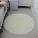 Maxbell 2Pcs Artificial Sheepskin Rug Fluffy Home Fllor Carpet Seat Cushion Round