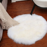 Maxbell 2Pcs Artificial Sheepskin Rug Fluffy Home Fllor Carpet Seat Cushion Round