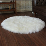 Maxbell 2Pcs Artificial Sheepskin Rug Fluffy Home Fllor Carpet Seat Cushion Round