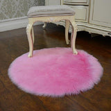 Maxbell 2Pcs Artificial Sheepskin Rug Fluffy Home Fllor Carpet Seat Cushion Round