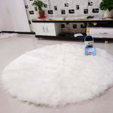 Maxbell 2Pcs Artificial Sheepskin Rug Fluffy Home Fllor Carpet Seat Cushion Round