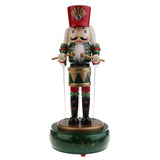 Maxbell 30CM Hand Painted Wood Wind Up Drummer Nutcracker Figure Musical Box Toy Xmas Decor Gifts Home Yard Ornament  - Green