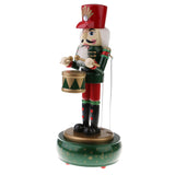 Maxbell 30CM Hand Painted Wood Wind Up Drummer Nutcracker Figure Musical Box Toy Xmas Decor Gifts Home Yard Ornament  - Green