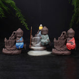 Maxbell 3 Pieces Ceramic Buddha Handcraft Backflow Censer Holders Incense Burner Set