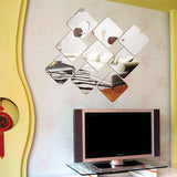 Maxbell Set Of 6PCS Plastic Removable Square Mirror Wall Home Decal Decor Art Stickers DIY Silver