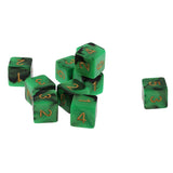Maxbell Pack of 10 Dual Colored Six Sided D6 Dice for D&D TRPG Game Green & Black